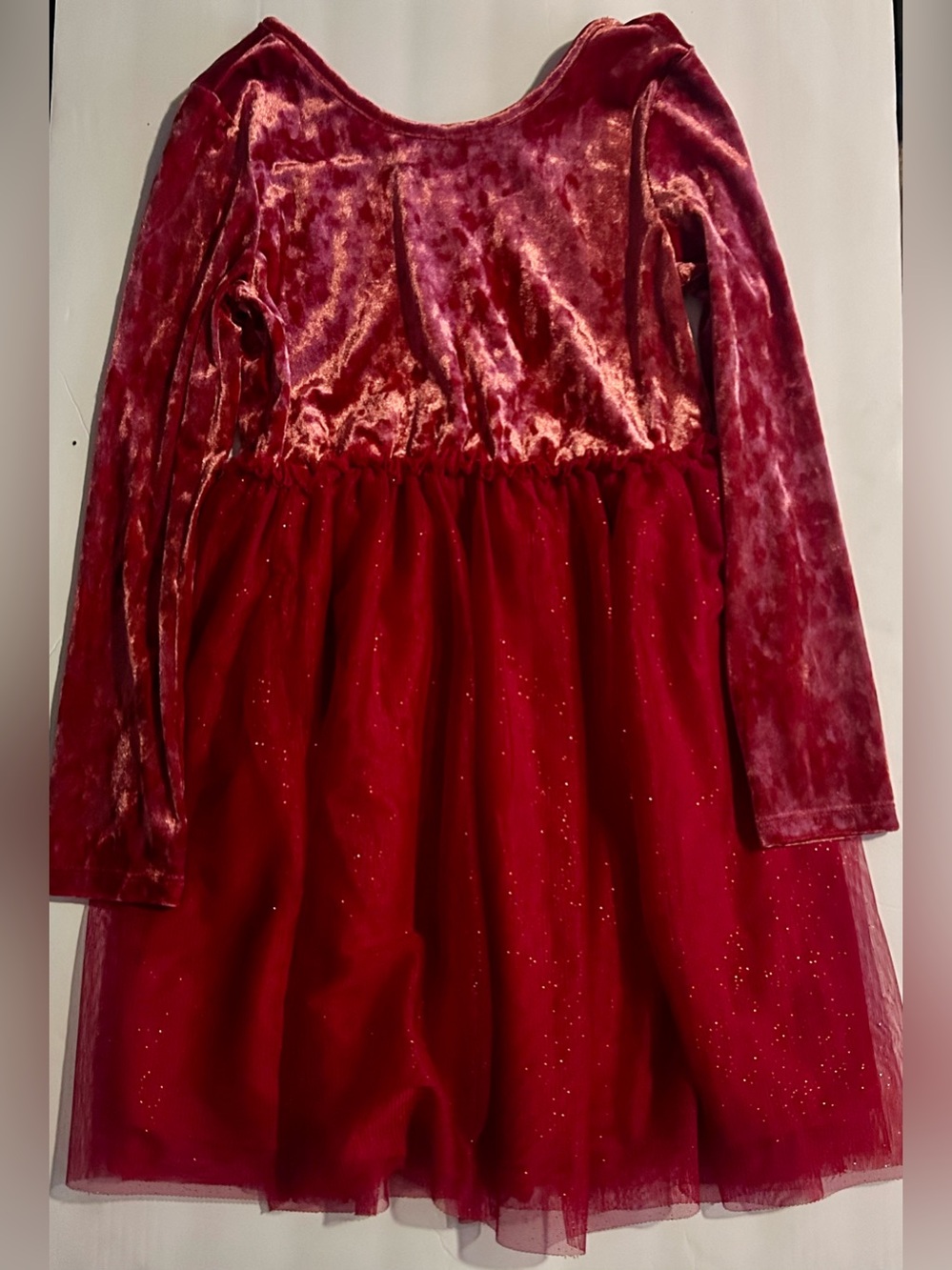 Cat & Jack Red Velvet and Glitter Tulle Dress